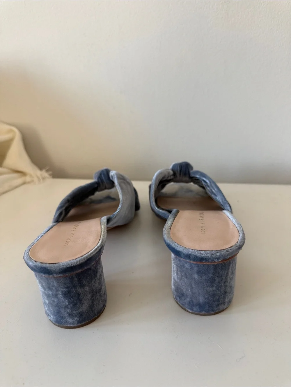 Loeffler Randall Blue Velvet Knot Mule Heels - Picture 6 of 8